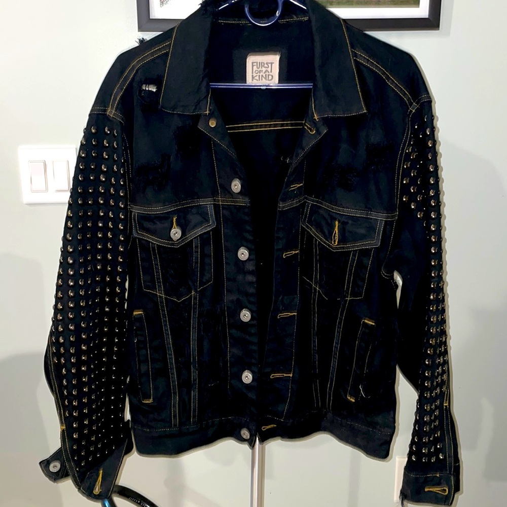Amazing studded jean jacket.  Too unique for words.